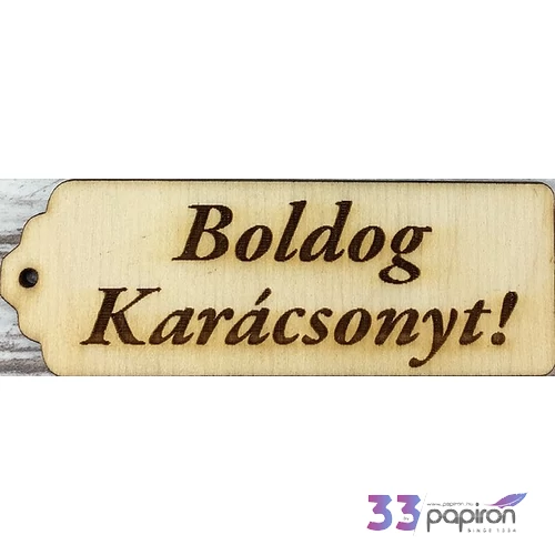 Fatábla felirat Boldog karácsonyt! hosszúkás 8x2,8cm 5db/cs