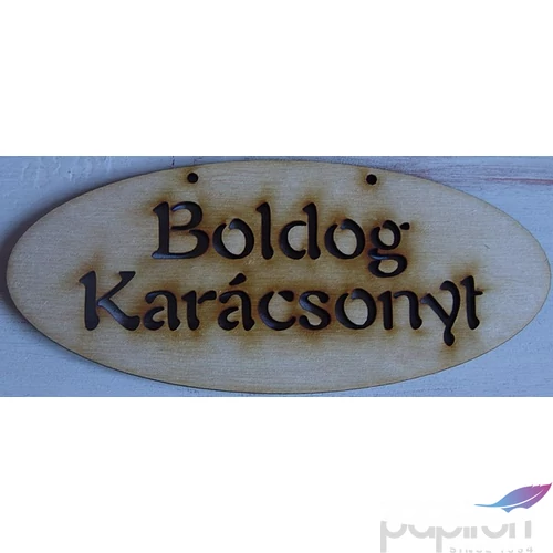 Fatábla felirat Boldog Karácsonyt ovál 6x14cm 3db/cs