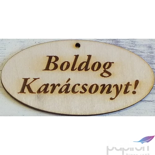 Fatábla felirat Boldog karácsonyt ovális 4x8cm 5db/cs