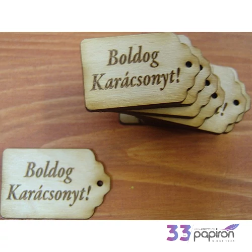 Fatábla felirat Boldog karácsonyt! scrapbook 8, 5x5, 5 cm 10db/cs