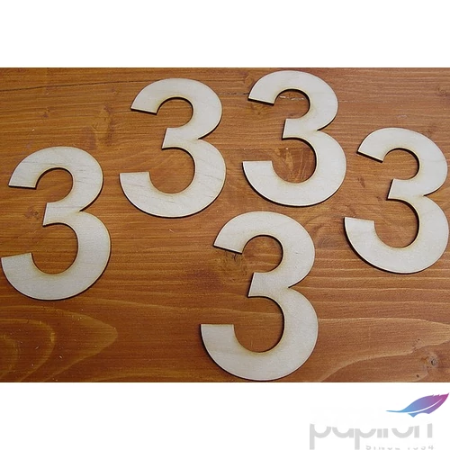 Fatábla felirat, Fa figura 3 10cm Fa szám 5db/cs