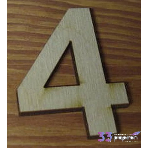 Fatábla felirat, Fa figura 4 natúr szám 5cm 10db/cs