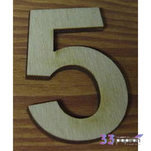 Fatábla felirat, Fa figura 5 natúr szám 5cm 10db/cs