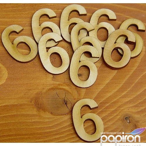 Fatábla felirat, Fa figura 6 natúr szám 3cm 10db/cs