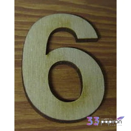 Fatábla felirat, Fa figura 6 natúr szám 5cm 10db/cs