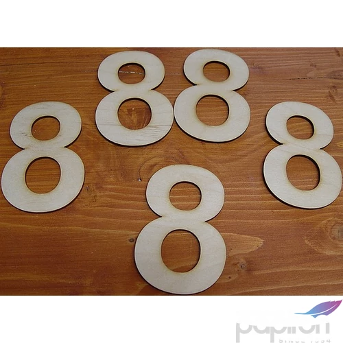 Fatábla felirat, Fa figura 8 10cm Fa szám 5db/cs