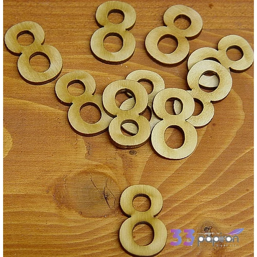 Fatábla felirat, Fa figura 8 natúr szám 3cm 10db/cs