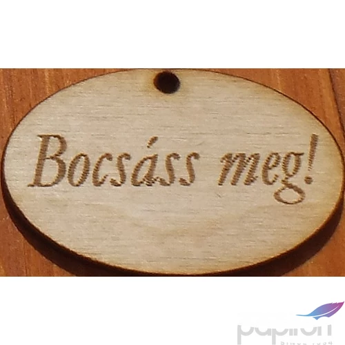 Fatábla felirat, Fa figura Bocsáss meg ovál 2, 5x4cm 10db/cs