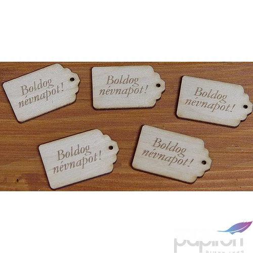 Fatábla felirat, Fa figura Boldog Névnapot!3x4, 5cm 10db/cs
