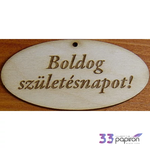 Fatábla felirat, Fa figura Boldog Születésnapot! 4x8cm 5db/cs