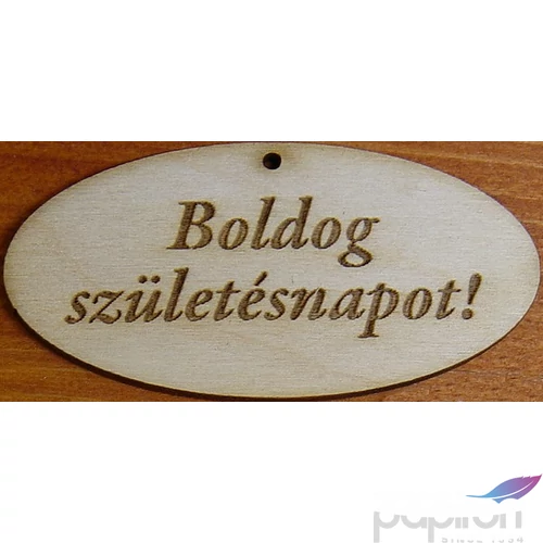 Fatábla felirat, Fa figura Boldog Születésnapot! 4x8cm 5db/cs