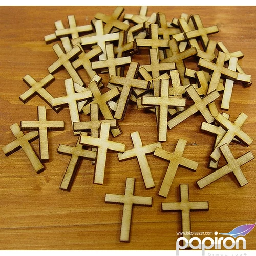 Fatábla felirat, Fa figura kereszt 3cm 30db/cs