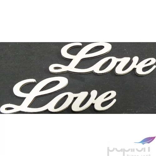 Fatábla felirat, Fa figura Love fehér 8cm 2db/cs