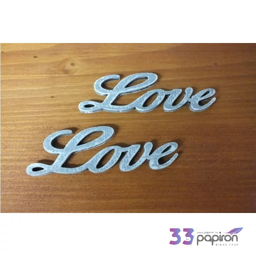 Fatábla felirat, Fa figura Love felirat szürke 8cm 2db/cs