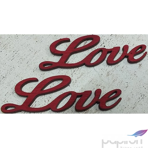 Fatábla felirat, Fa figura Love meggypiros 8cm 2db/cs