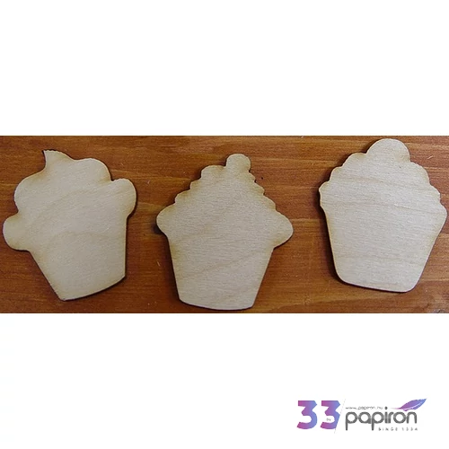 Fatábla felirat, Fa figura muffinkicsi 4x4, 5cm 9db/cs