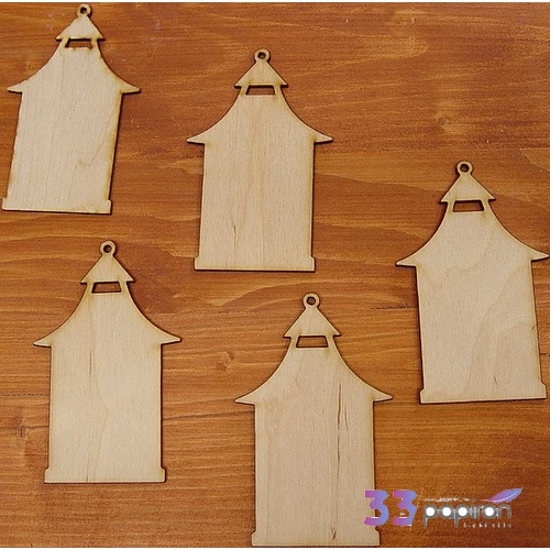 Fatábla felirat, Fa figura pagoda 10cm 5db/cs
