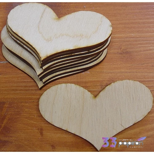 Fatábla felirat, Fa figura romantikus szív 6x9cm 10db/cs