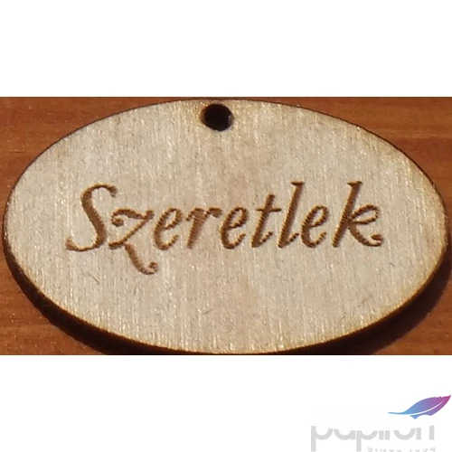 Fatábla felirat, Fa figura Szeretlek táblácska ovál 2, 5x4cm 10db/cs