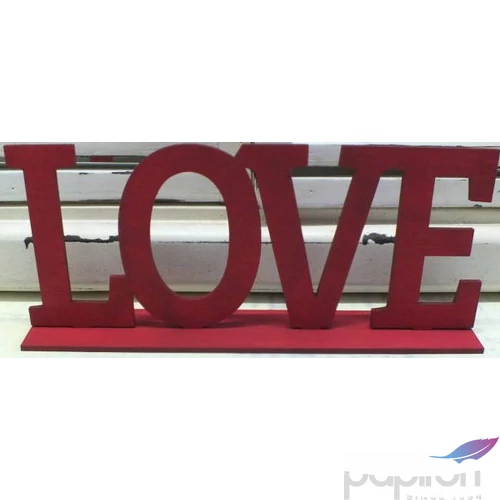 Fatábla felirat LOVE talppal meggypiros 25cm 