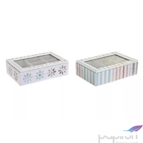 Fa teafilter tartó doboz 6 rekeszes, 23x15x7cm, 2 féle