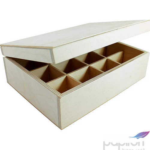 Fa teásdoboz 12 rekeszes 25x19x9cm