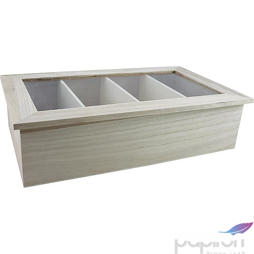 Fa teásdoboz 4rekeszes 23x20x9cm nagy rekesszel