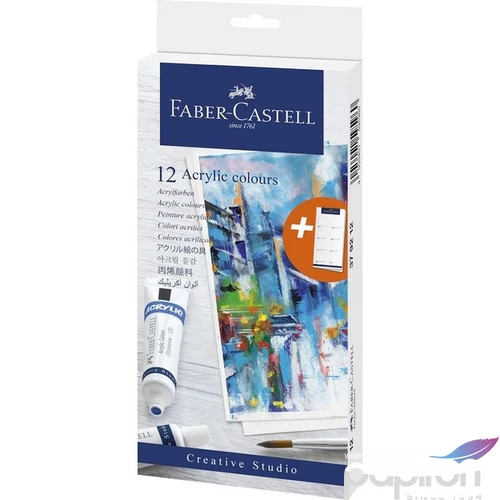 Faber-Castell festék készlet AG-akril festék, 12db-os Creative Studio papír dobozban
