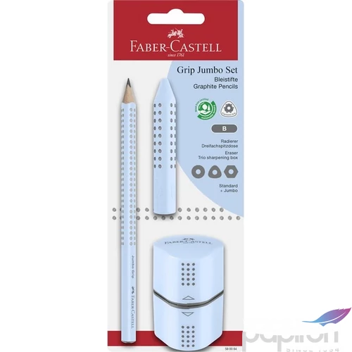 Faber-Castell grafitceruza 1db-os GRIP Jumbo (B) +trió hegyező+radír égkék BL. 2024