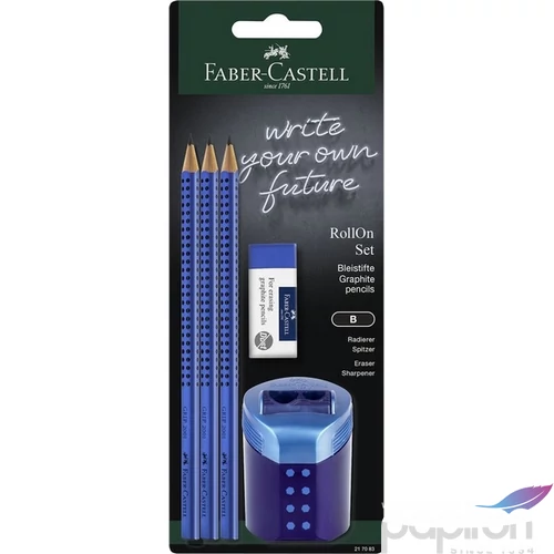 Faber-Castell grafitceruza 3db-os GRIP 2001 (B) + RollOn hegyező + radír kék BL. 2024