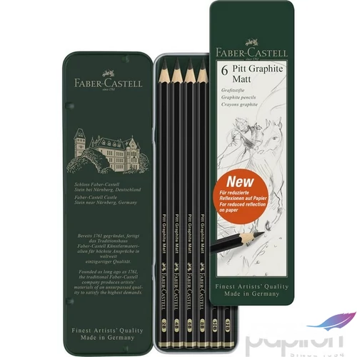 Faber-Castell grafitceruza AG készlet, 6db-os Pitt matt fém dobozban 2B,4B,6B,8B,10B,12B
