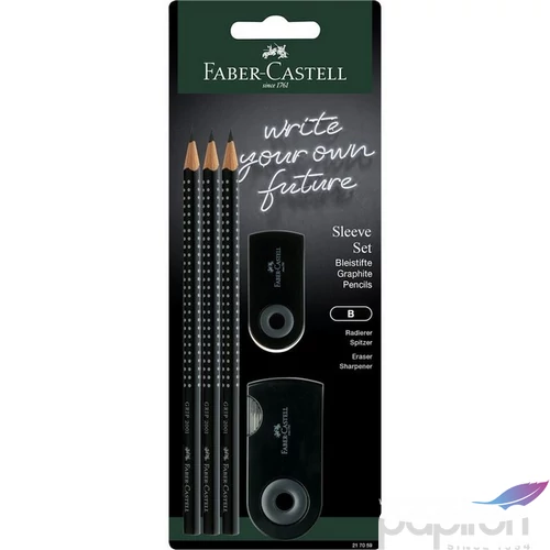 Faber-Castell grafitceruza B 3db Grip 2001 (B) Sleeve hegyező + Sleeve radír fekete BL.