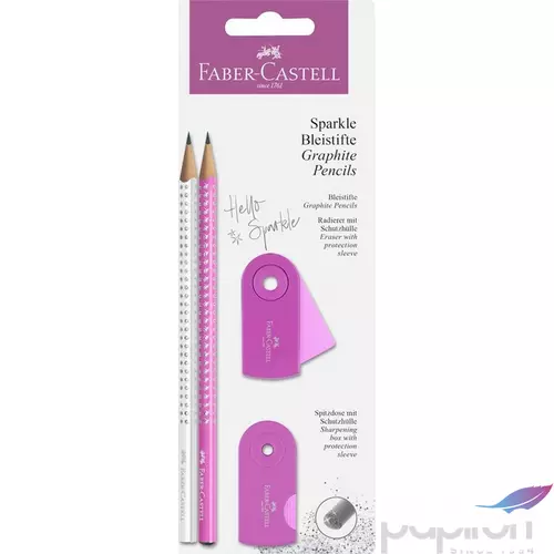 Faber-Castell grafitceruza B Grip Sparkle 2db grafit+radír+hegyező pink/fehér 218477