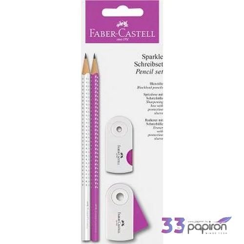 Faber-Castell grafitceruza set Grip Sparkle 2db B grafit+radír+hegyező pink fehér 218487