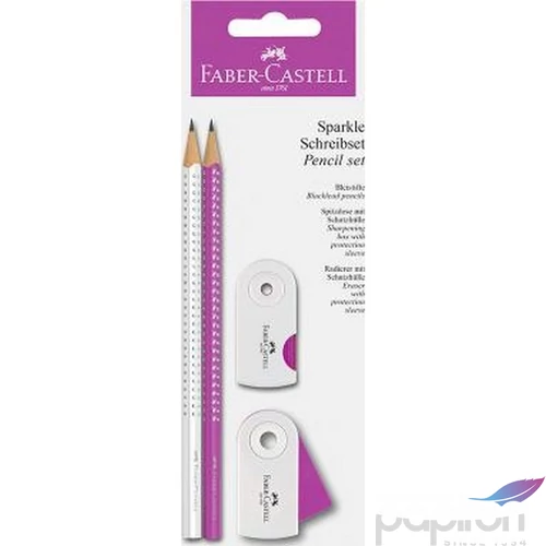 Faber-Castell grafitceruza set Grip Sparkle 2db B grafit+radír+hegyező pink fehér 218487