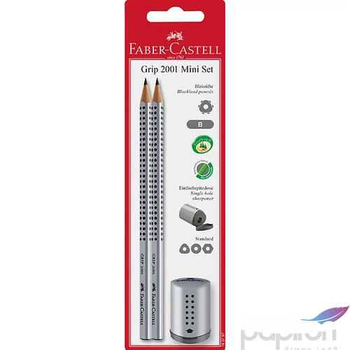 Faber-Castell grafitceruza B Grip 2001 2db grafit+hegyező ezüst 183797