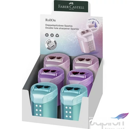 Faber-Castell hegyező Rollon Dupla Sparkle Tartályos Klf. 2023 (lila,rózsaszín,óceánkék)