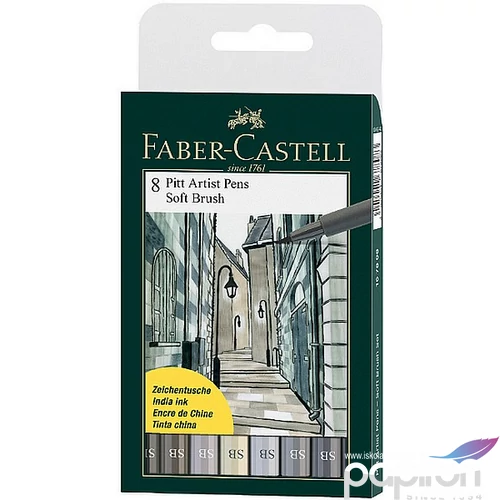 Faber-Castell művész filc 8-as AG-Művész filc Pitt 8db SB Soft Brush szürke I-III.árnyalat, szürke I,III,IV,V