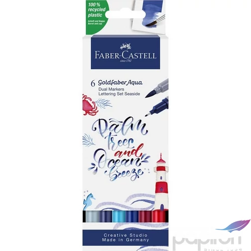 Faber-Castell művész filctoll Ag-Kétvégű Aquarell 6Db-Os GOLDFABER AQUA "TENGER