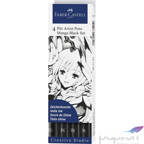 Faber-Castell művészfilc szett 4db Manga fekete Kalligrafikus 267121