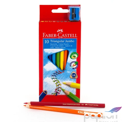 Faber-Castell színes ceruza 10db Grip Junior Triangular+hegyező 116510.