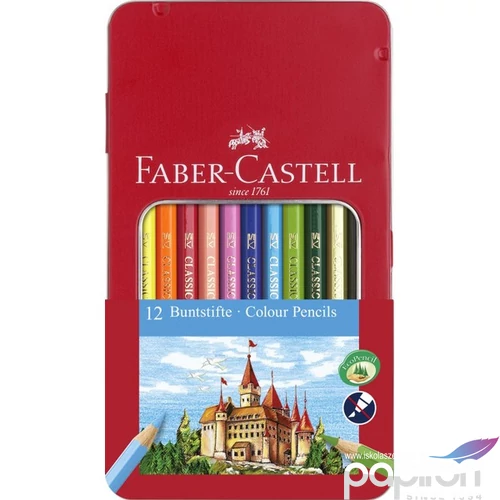 Faber-Castell színes ceruza 11+1 lovag mintás fémdoboz. 115844