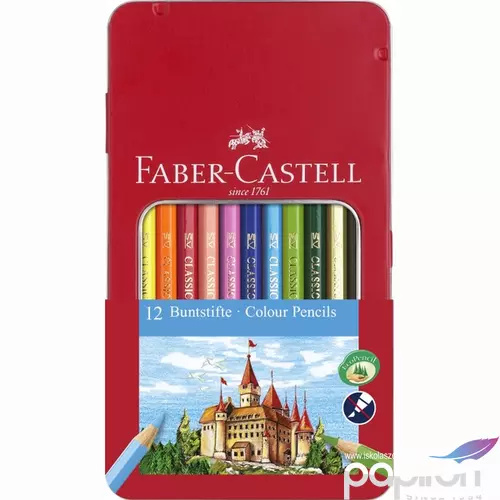 Faber-Castell színes ceruza 12db kastély vár fémdobozos várak ablakos fémdobozban (115844) 115801