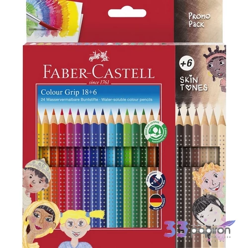 Faber-Castell színes ceruza 18+6db-os Grip+test színű+bicolor 112819