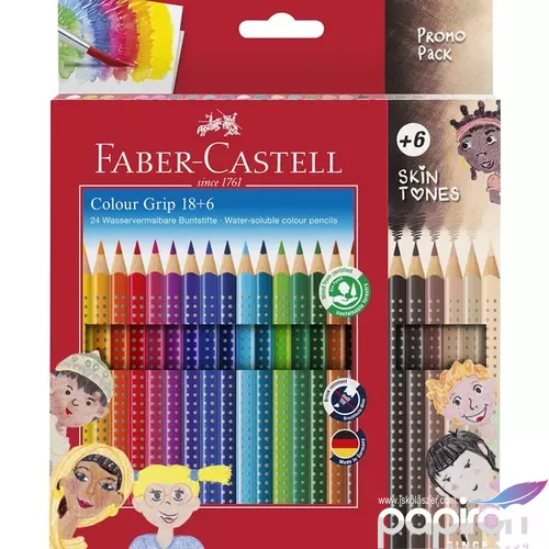 Faber-Castell színes ceruza 18+6db-os Grip+test színű+bicolor 