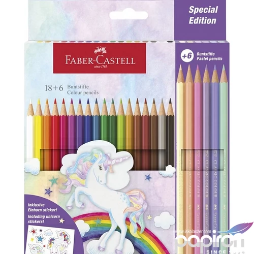 Faber-Castell színes ceruza 18+6db-os kastélyos unikornis