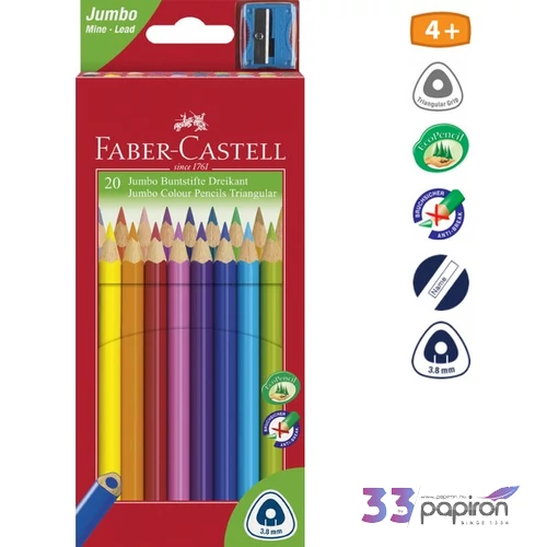 Faber-Castell színes ceruza 20db Grip Junior Triangular+hegyező. 116 520