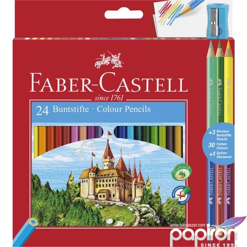 Faber-Castell színes ceruza 24+3db ceruza készlet vár várak törésállóheggyel 110324