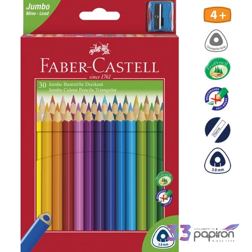 Faber-Castell színes ceruza 30db Grip Junior Triangular+hegyező. 116530