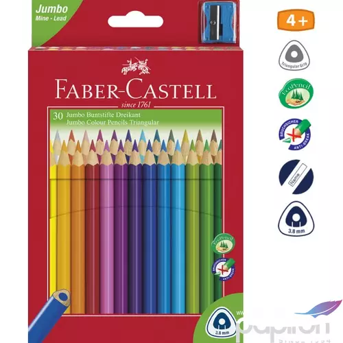 Faber-Castell színes ceruza 30db Grip Junior Triangular+hegyező. 116530